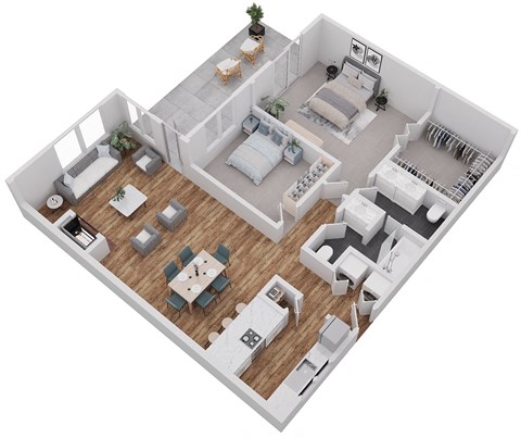 Lake Meridian Shores 3 bedroom den 3D floor plan